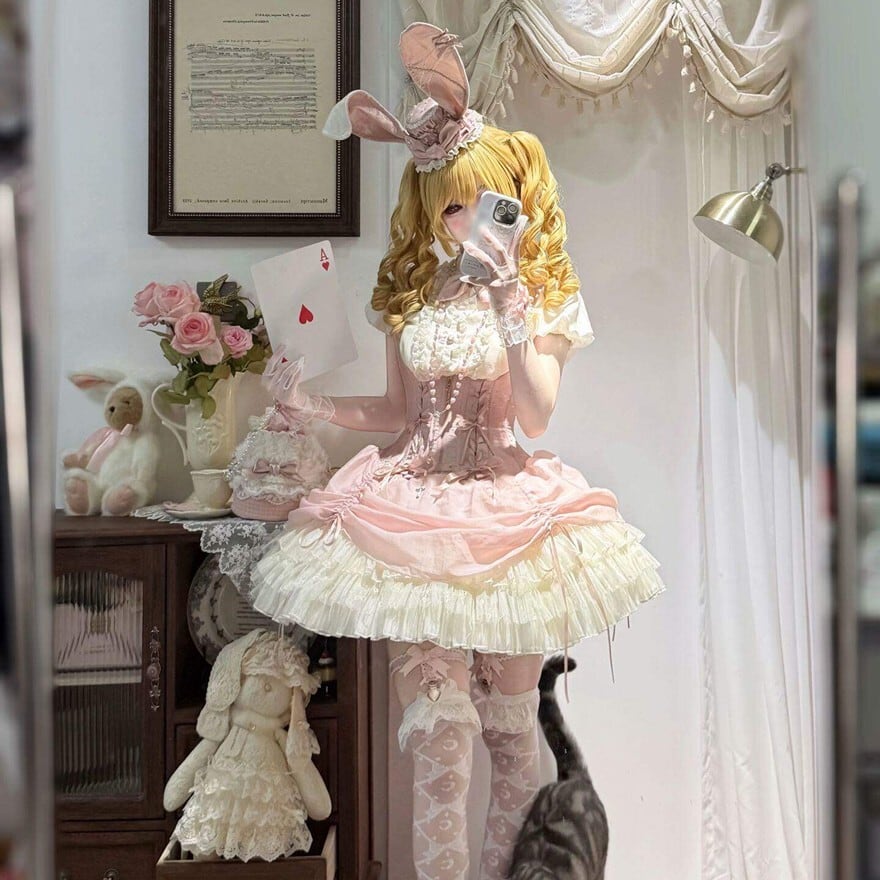 ふわふわ アイドル衣装｜ピンクJSKセットアップ コンカフェ・生誕祭