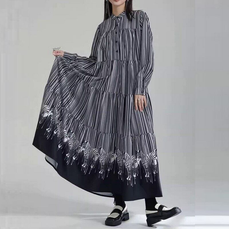 プリントストラップロングワンピース A0059