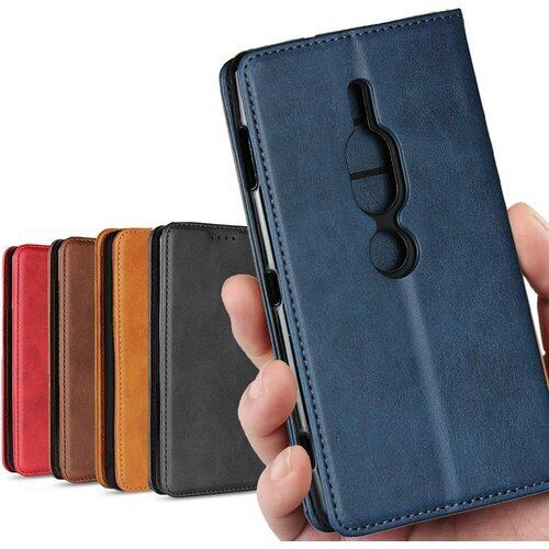 ソニー Xperia XZ2 Premium ケース SO-04K au SOV38 ケース 手帳型 エクスぺリア ソニー xz2プレミアム カバー スマホケース XZ2premium XZ2 プレミアム 適用 内蔵マグネット スタンド 落ち着いた色 レトロ ネイビー 118