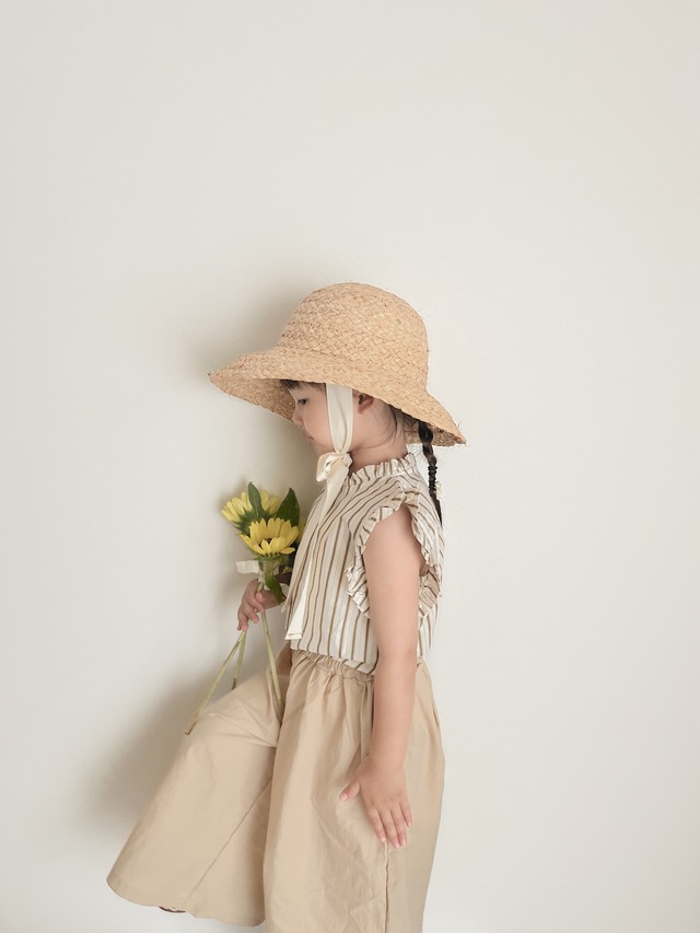 【即納】mon atelier / stripe lace blouse