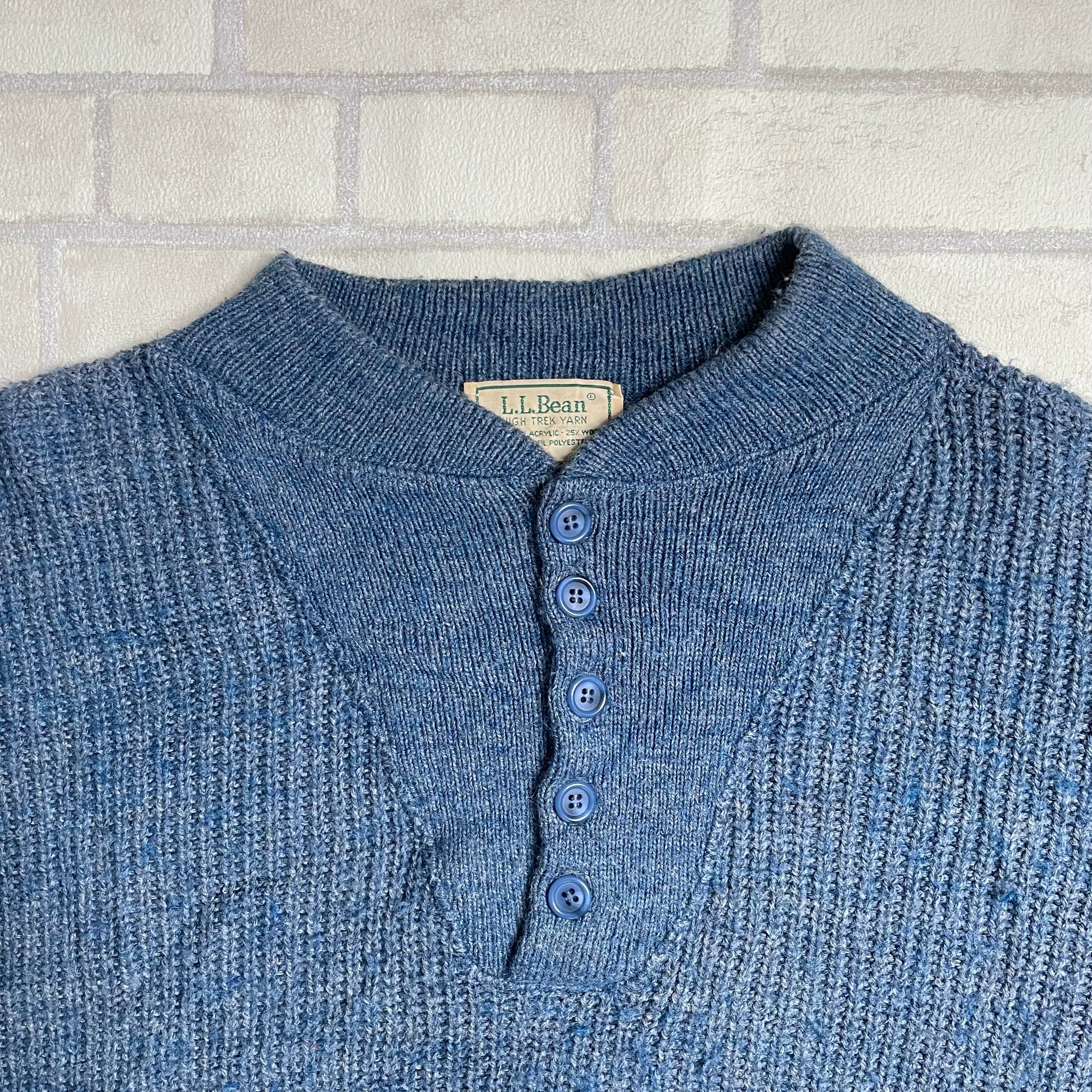 あ*あ様 【激レア】ヘンリーネック　ビンテージコットンセーター 古着–70～80s L.L.Bean ヘンリーネック ニット セーター