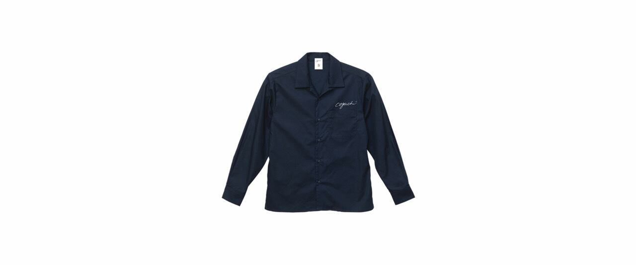 coguchi open collar shirt (NVY/WH)