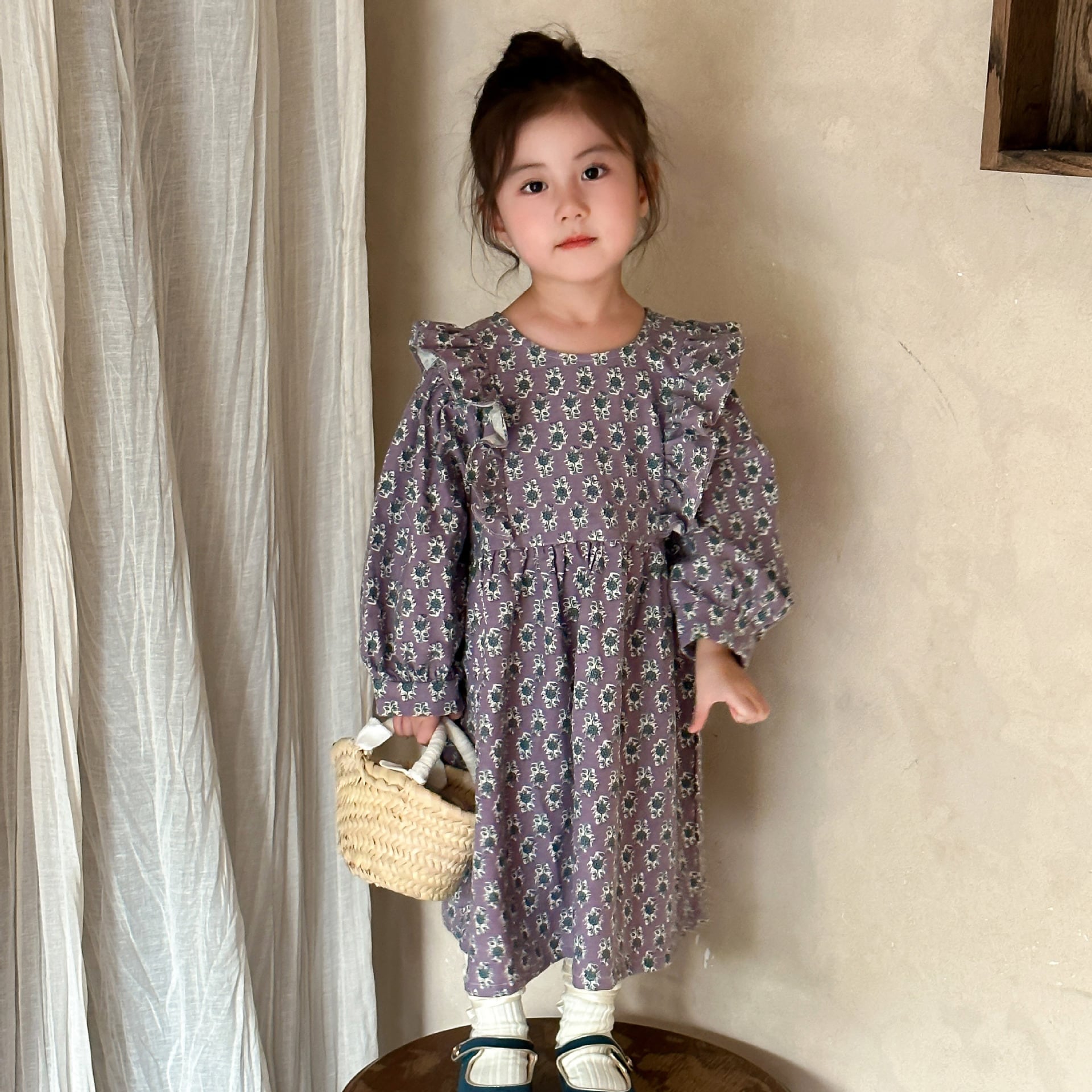 【BABY&KID】秋新作 フリル花柄ワンピース