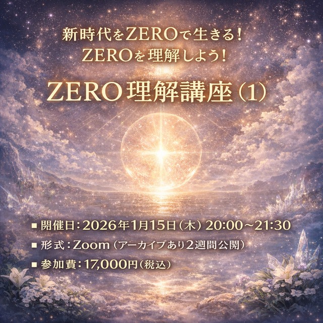 ✦ ZERO理解講座 Vol.1 ✦2026年1月15日（木）20:00〜