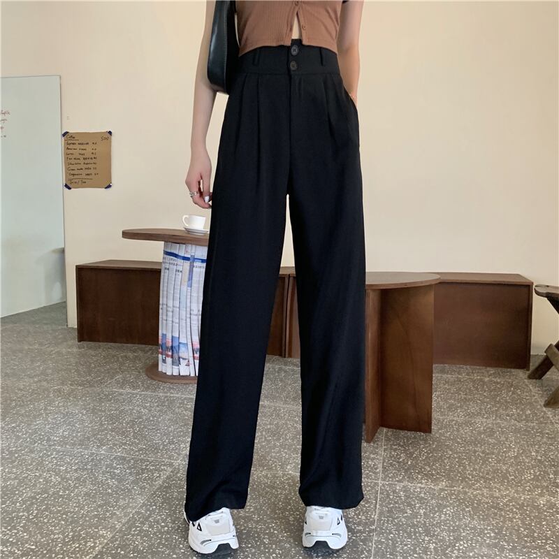 パンツ サマー薄手ハイウェストウェストブラック 夏物 YY-ファッション69810274420