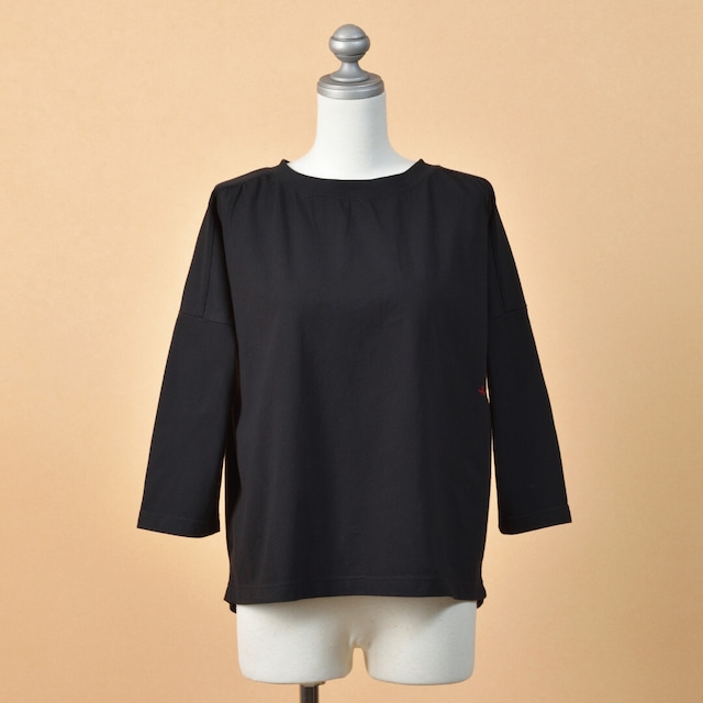 快晴堂　カイセイドウ　Girl's 肩ギャザー７分袖Ｔシャツ・ブラック　毎シーズン、リピートをされる方が多いTシャツです