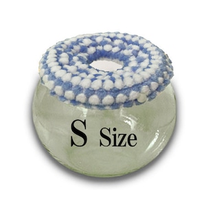 【Sサイズ】スカイ×ホワイト　デグー　砂浴び容器　飛び散り防止　ブラッシング効果  degu's glass ball for dust bath [S size] fluffy ring is [sky×white color] .