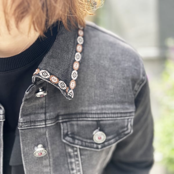 刺繍 デニムジャケット デザインGジャン【フランス インポート 刺繍 デニムジャケット デザインGジャン【フランス インポート