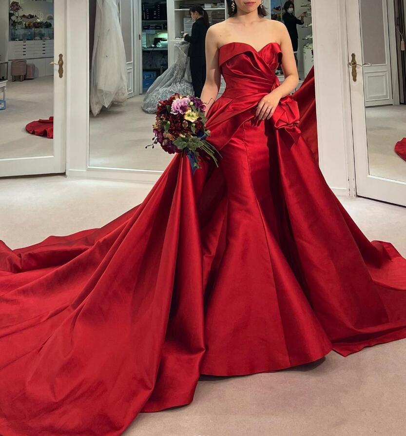海外輸入 カラードレス ウェディングドレス 赤ドレス【値下げしました