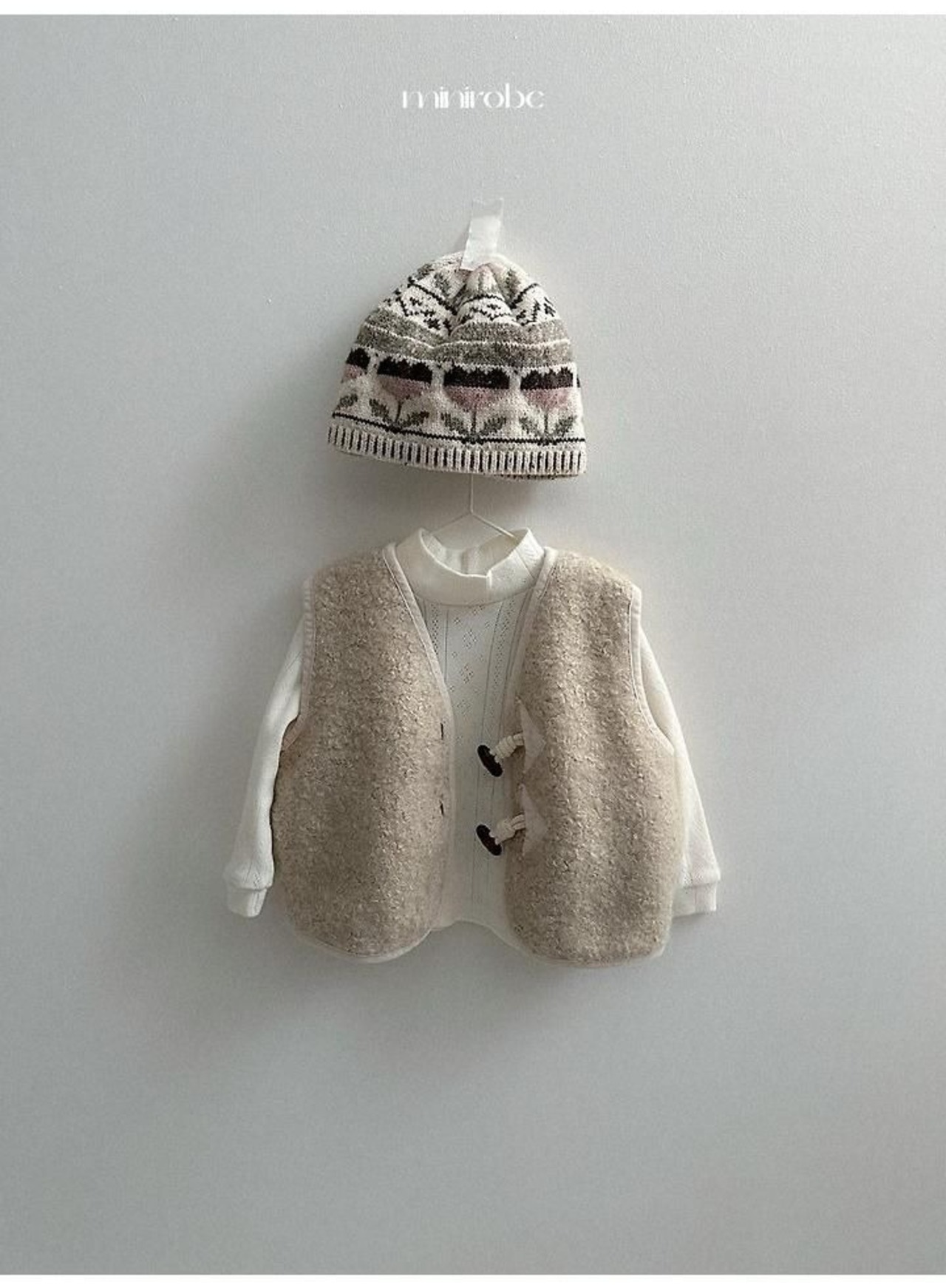〖取寄〗韓国子供服 / 26winter / minirobe / フラワージャガードビーニー / キッズ *FREE*