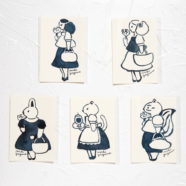 【直筆イラスト】藍色のインクで描く「あいの似顔絵やさん」（やがわまき）