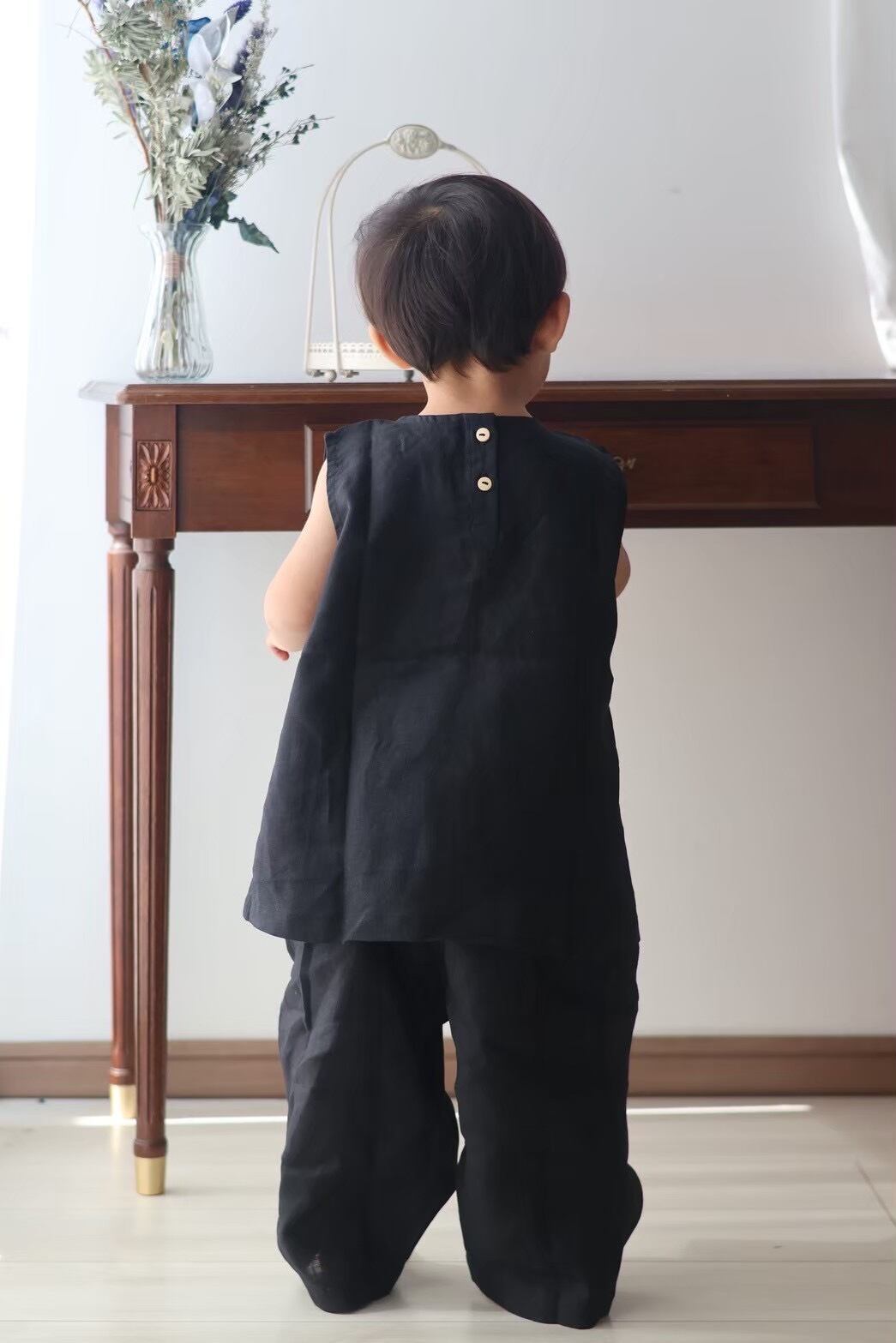 【即納/送料無料】son and daughter / Koa Linen Sets / Black