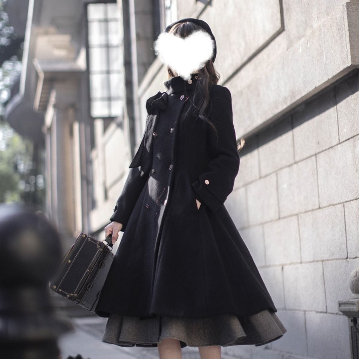 極美品✨　René ブラック トレンチコート　ダブルブレスト　ロングコート　黒 セール】【SETUP7】ブリティッシュクロス ダブルブレストオーバー