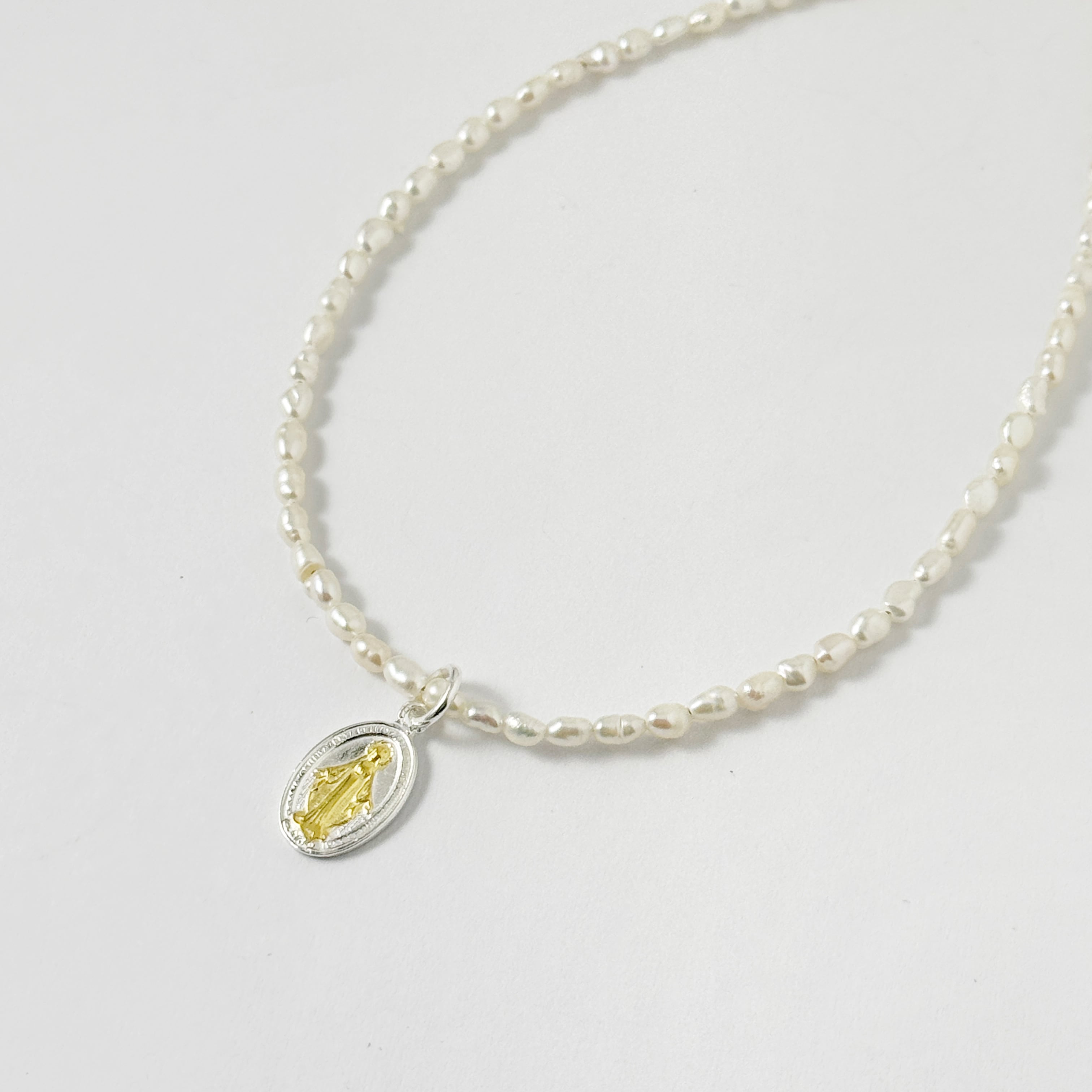 【ラスト1!】Silver x Gold Coating コンビ スモール オメダイ ネックレス パールネックレス