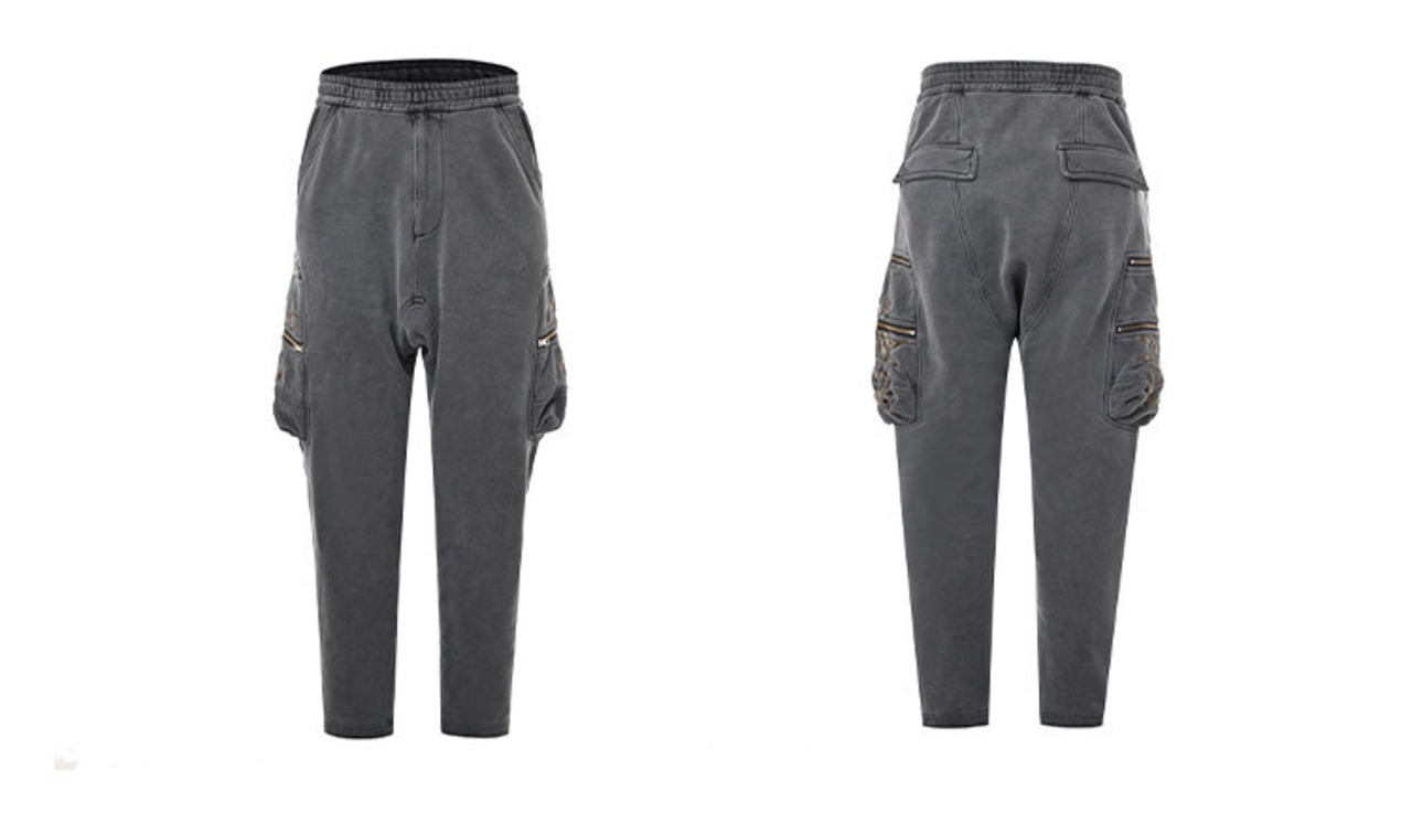 Bamboo Leaf Embroidery sweatpants 2color【G1071】