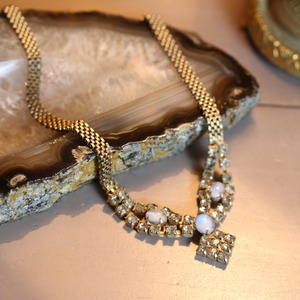 USA VINTAGE STONE DESIGN GOLD CHIAIN NECK LACE/アメリカ古着ストーンデザインゴールドチェーンネックレス