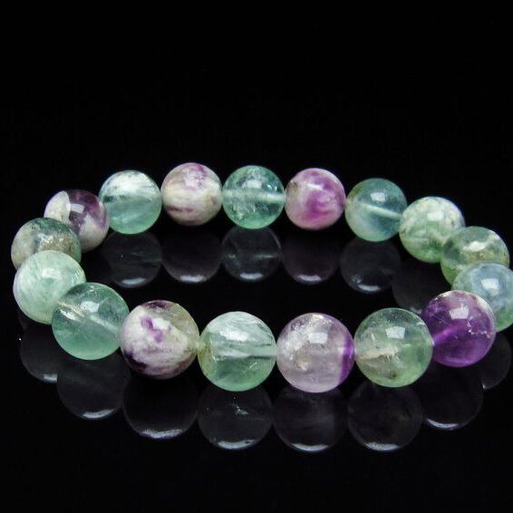 エンジェルフェザー フローライト ブレスレット 12mm 一点物  おまかせ便 111-28866