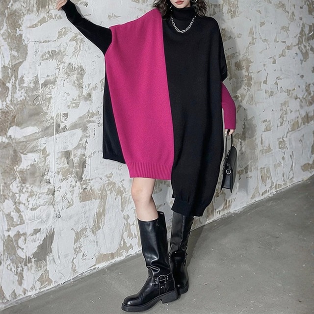 Asymmetric drape knit vest【2color】 C1635