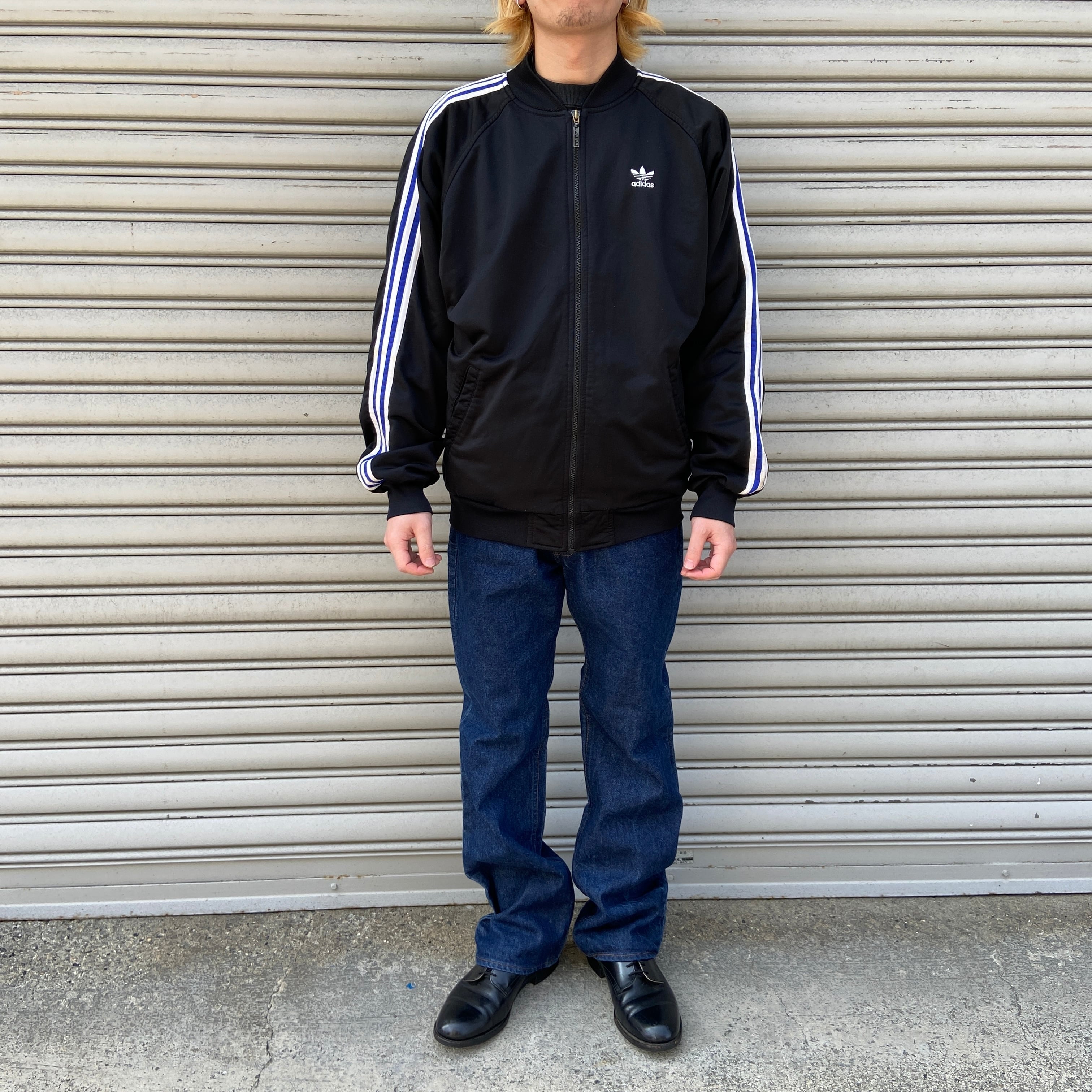 送料無料』80s adidas 万国旗タグ トラックジャケット ブラック M 黒  