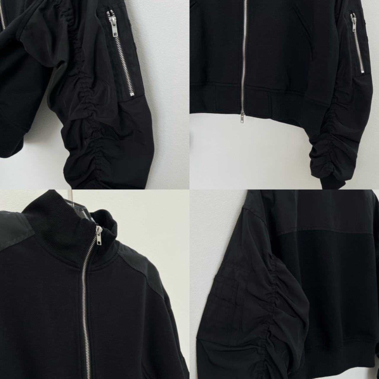 【受注予約:10月上旬入荷予定】Gather Sleeve W zip MA‑1/black