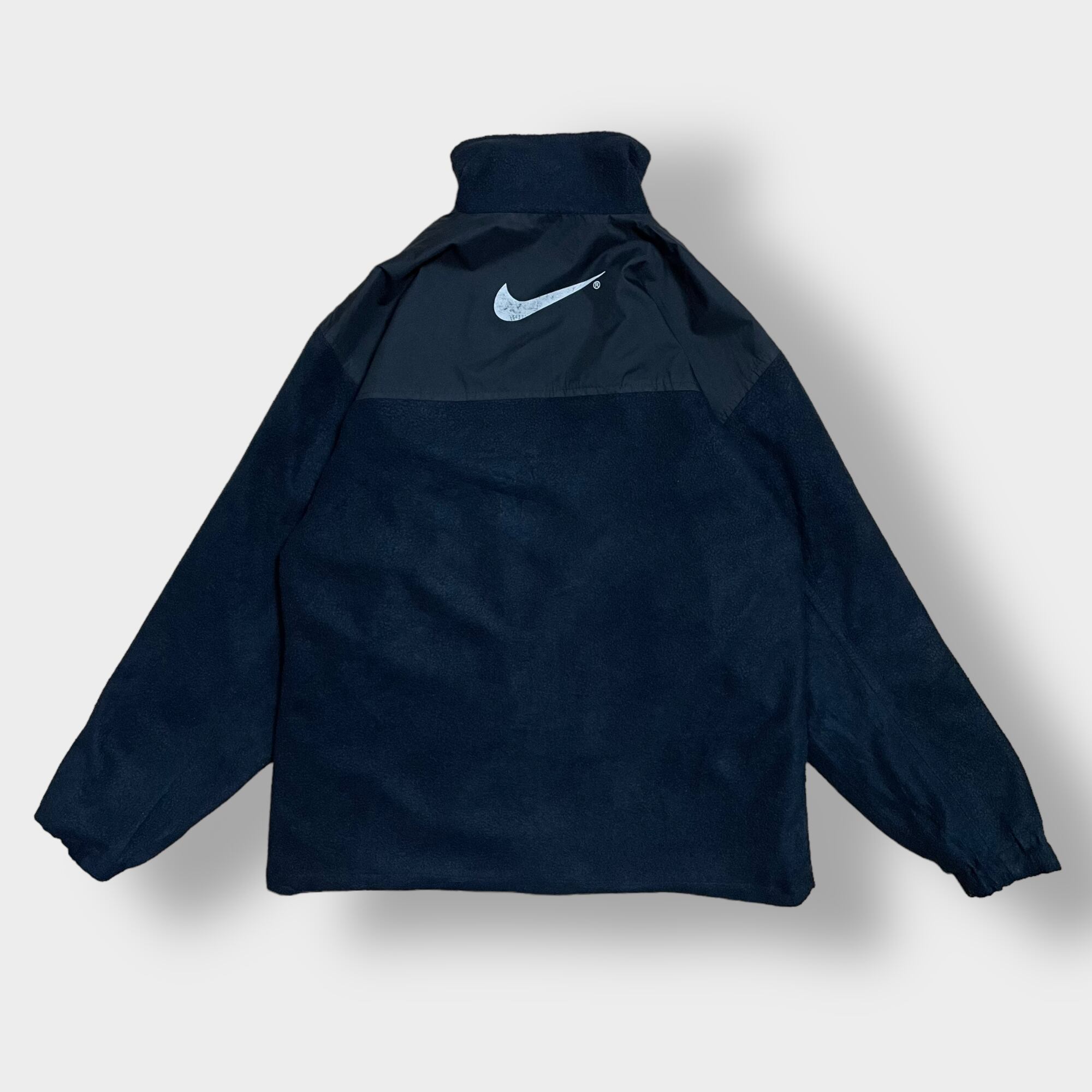 NIKEナイキフリースジャケットジップアップブルゾン茶色ブラウン刺繍スウォッシュ L月12759新品▽ ナイキ フリース素材 撥水加工 ウインドジャケット