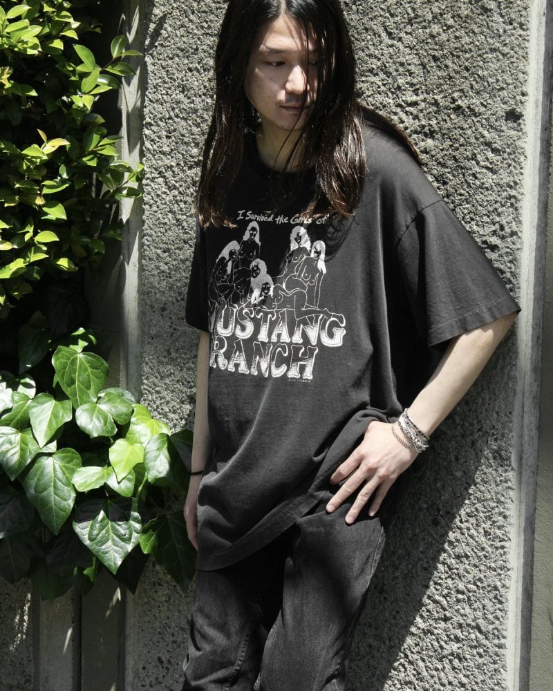 Vintage erotic T-shirt [MUSTANG RANCH] [1988s-] 2XL Fade BK | beruf