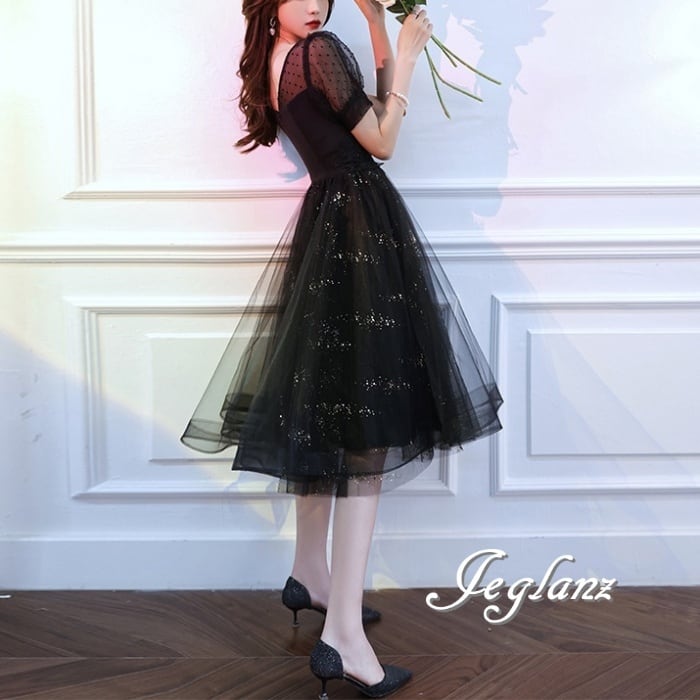 2色 パーティ ワンピース ドレス キラキラ 光沢 水玉 シアー 立体感 (M0793)ζ