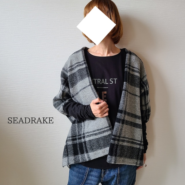 【SEADRAKE】袖配色チェックコーディガン(89-5467)
