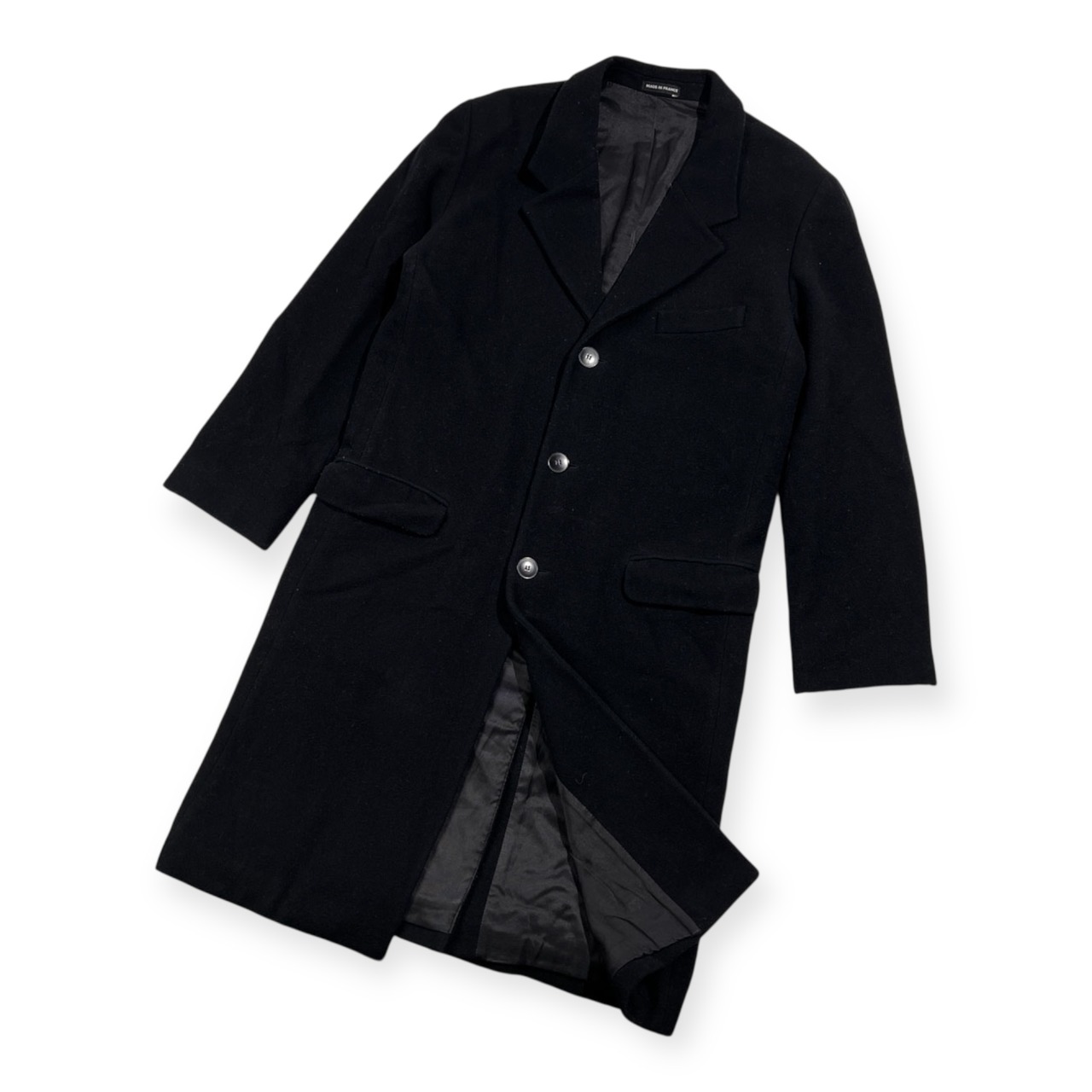 90s 00s フランス製 agnes b. homme アニエスベー オム メルトン ウール チェスターコート サイズ 1 /ブラック/ビンテージ/オールド