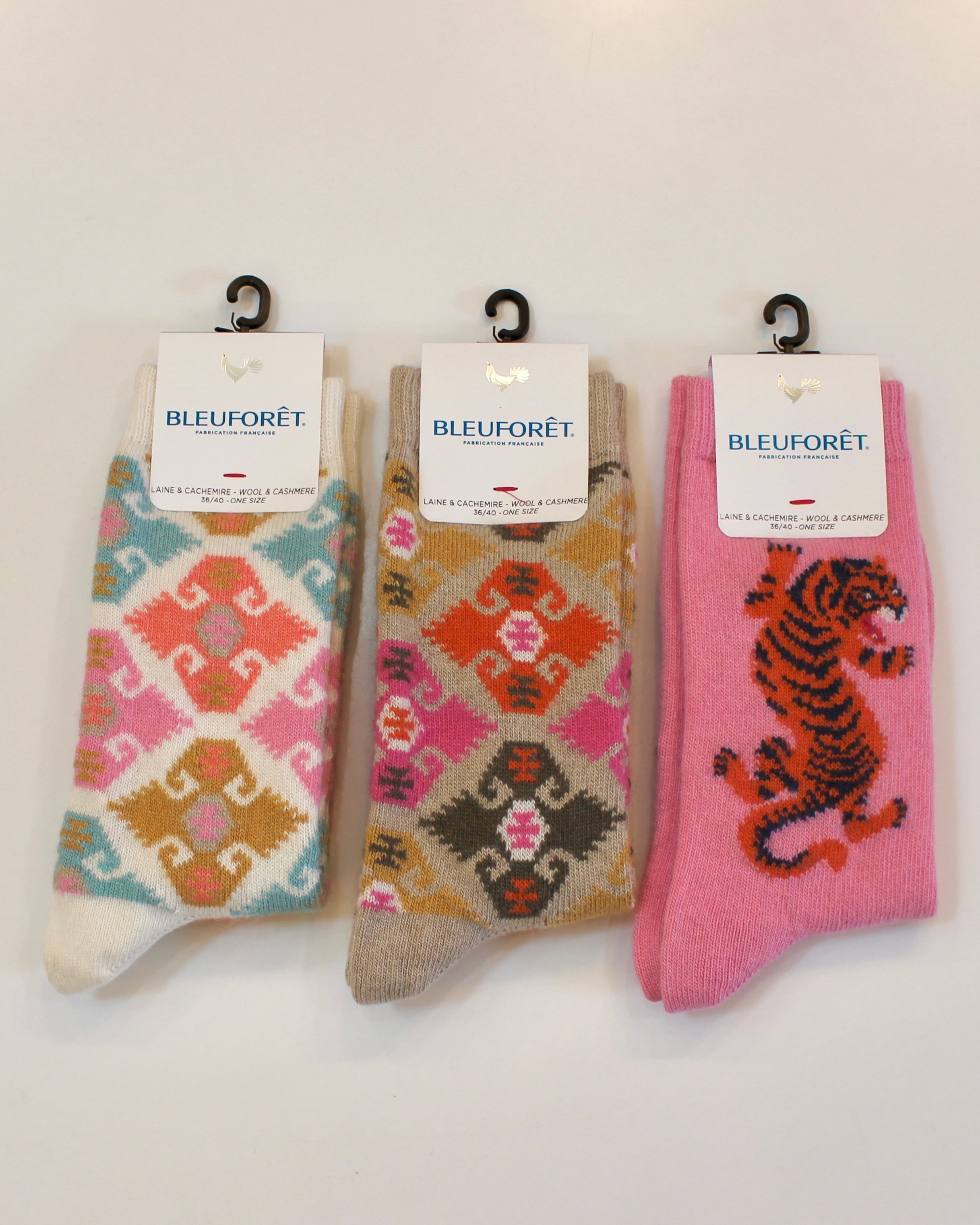 BLEU FORET/cashmere pattern socks