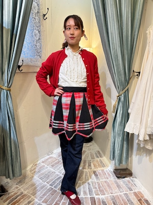 vintage red check patchwork apron