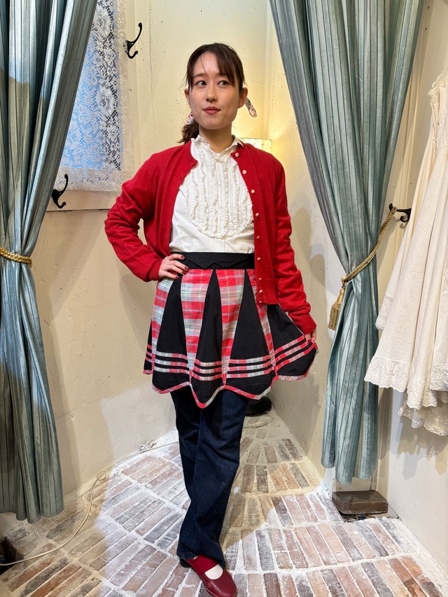 vintage red check patchwork apron