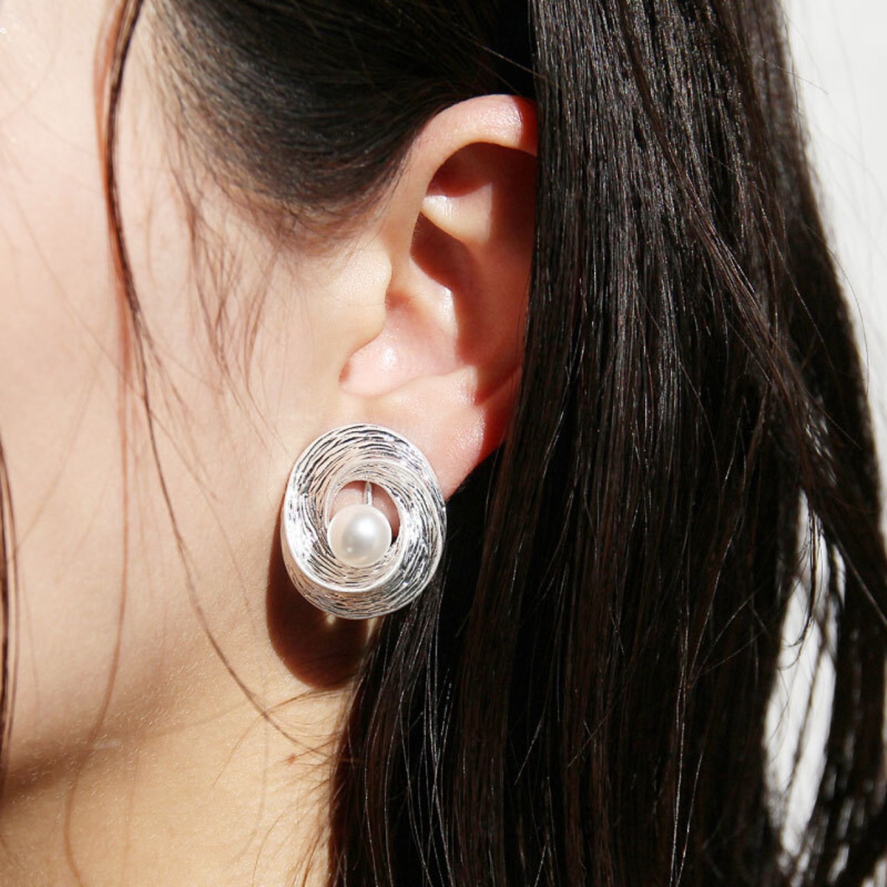 【ネコポス便】イヤリング パールマットラウンドイヤリング アンティーク 0797