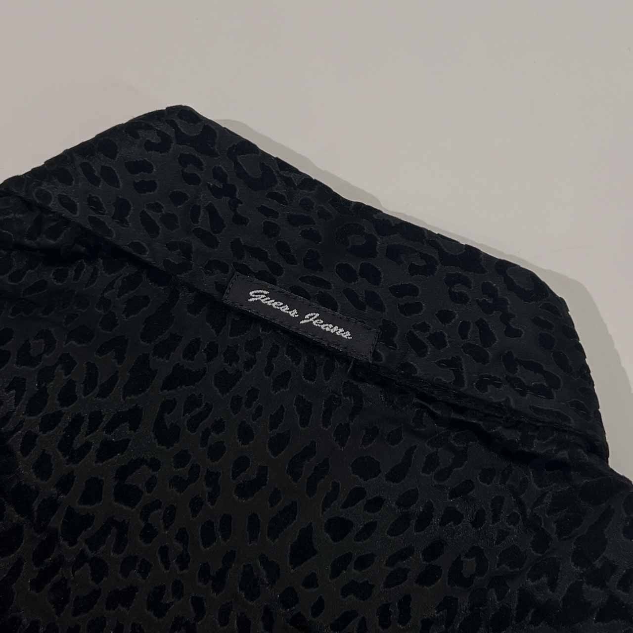 90s USA製 GUESS JEANS ゲス ジーンズ レオパード柄 シャツ ジャケット M/ブラック レディース ビンテージ