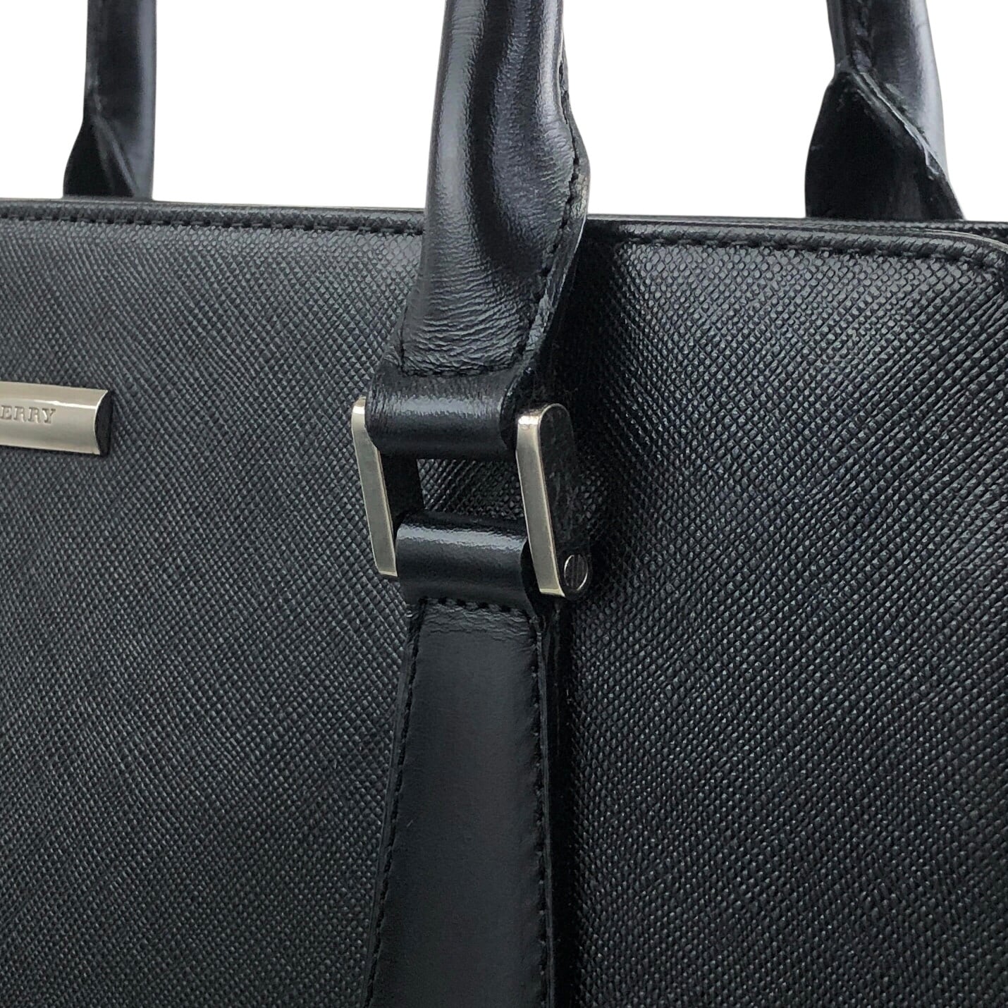 バーバリー　ハンドバッグ　ビンテージ BURBERRY バーバリー ハンドバッグ ブラック ロゴ レザー 型押し