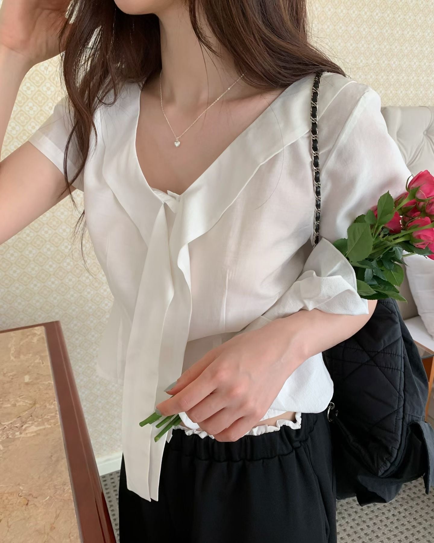 (予約)ezediary / Lovin Tie Blouse / 4color