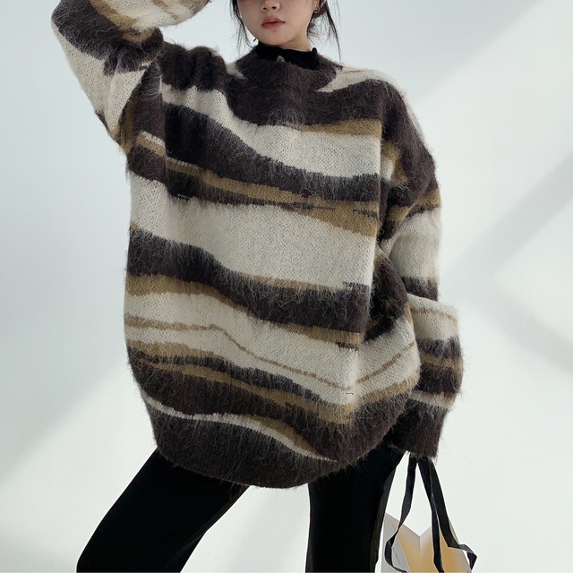 wave multi-border knit　ウェーブマルチボーダーニット　J0647