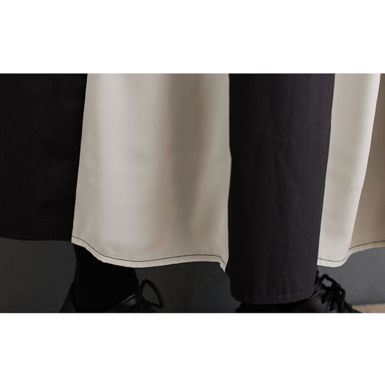 バイカラー プリーツ ロングワンピース 00068