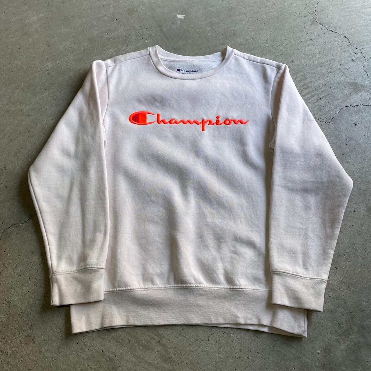 Champion チャンピオン ビッグロゴ刺繍 スウェット トレーナー レディースM 古着 裏起毛 薄ピンク【スウェット】【CS2211-50】 |  cave 古着屋【公式】古着通販サイト