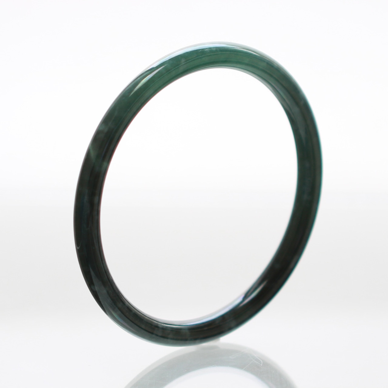 【内径 60.0mm】princess/Green black 翡翠バングル A貨翡翠 jd_bg1327