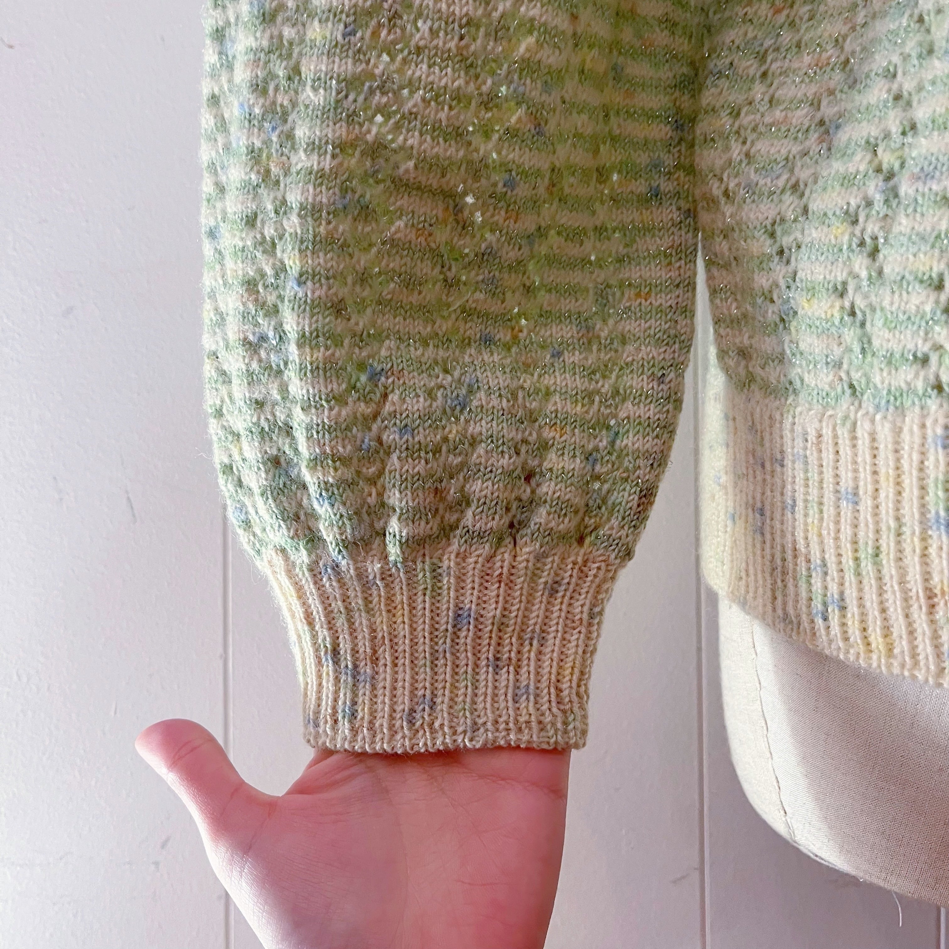 light green lame knit cardigan