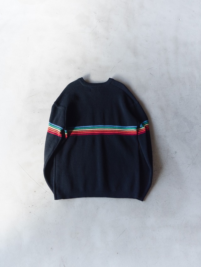 "WI" '80s vintage Black wool 6 colors linen knit