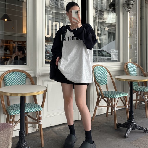 ロゴプリントビッグシルエットロンT     00002