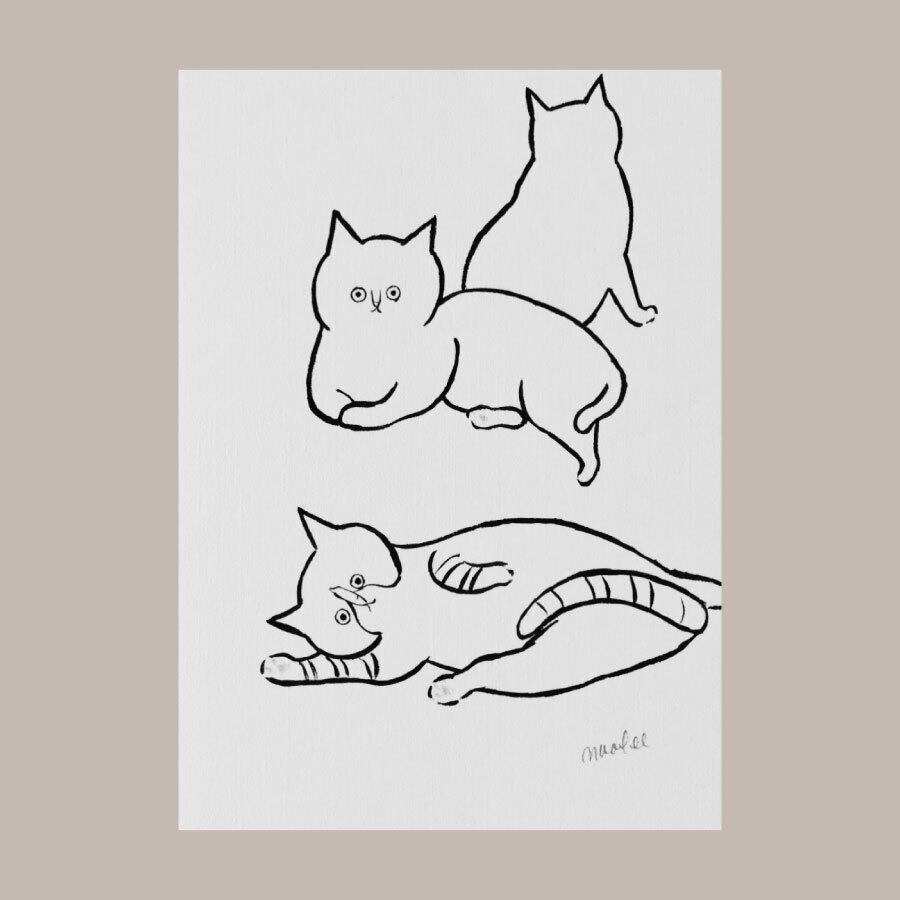 たて長:naolee イラスト(モノクロ線画/ 原画)