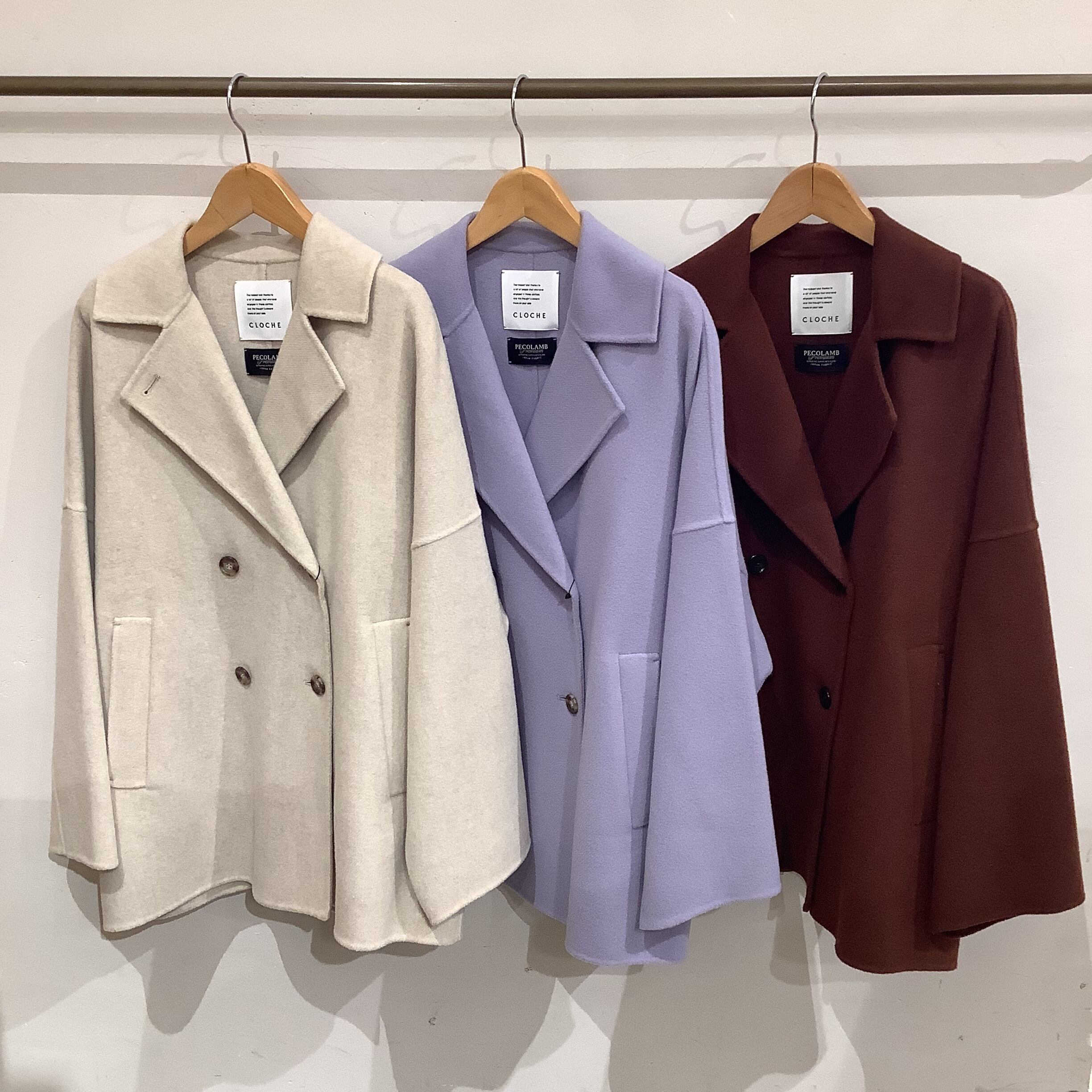CLOCHE(クロッシェ)】PECOLAMBウールダブルボタンテーラードハーフ