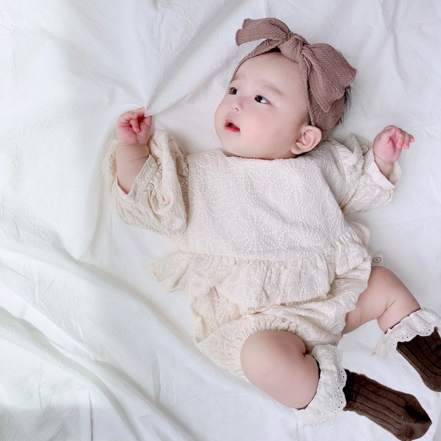 《一部即納》flower puff sleeve rompers