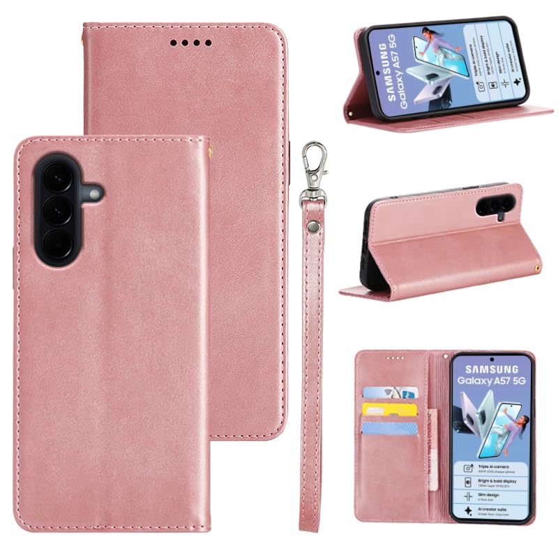 適用 Galaxy A57 5G ケース 手帳型 適用 SC-54G 手帳型ケース (ライトローズゴールド)