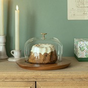 Glass Dome&Wood Plate