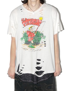 1980's-1990's Euro vintage "Le pecheur Heureux" fisherman sexual T-shirt