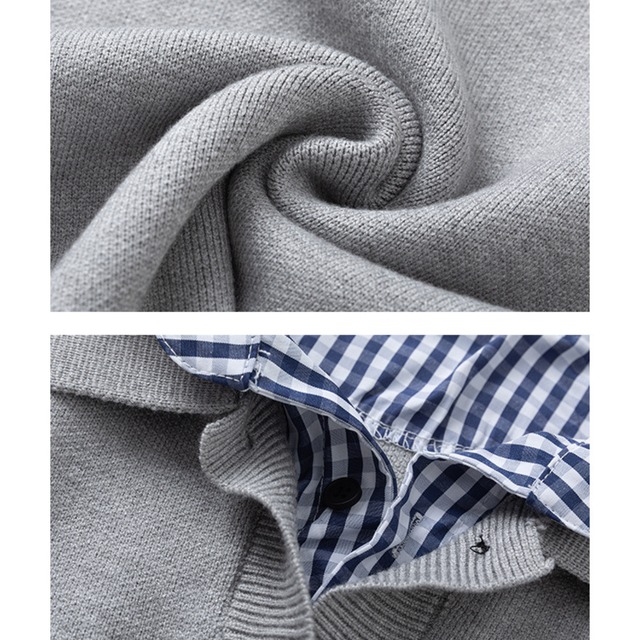 layered check polo knit　レイヤード風チェックポロニット　J0622